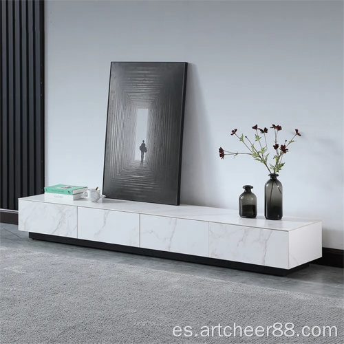 Mueble de TV multimedia rectangular moderno con chapa de madera